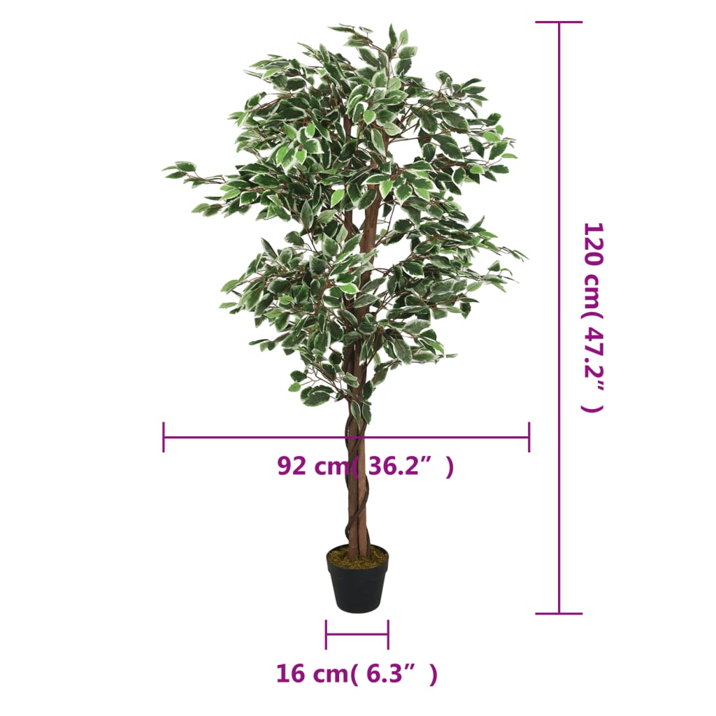 Albero di Ficus Artificiale 630 Foglie 120 cm Verde | homemem39