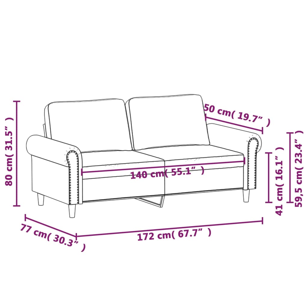 Divano a 2 Posti Grigio 140 cm in Similpelle