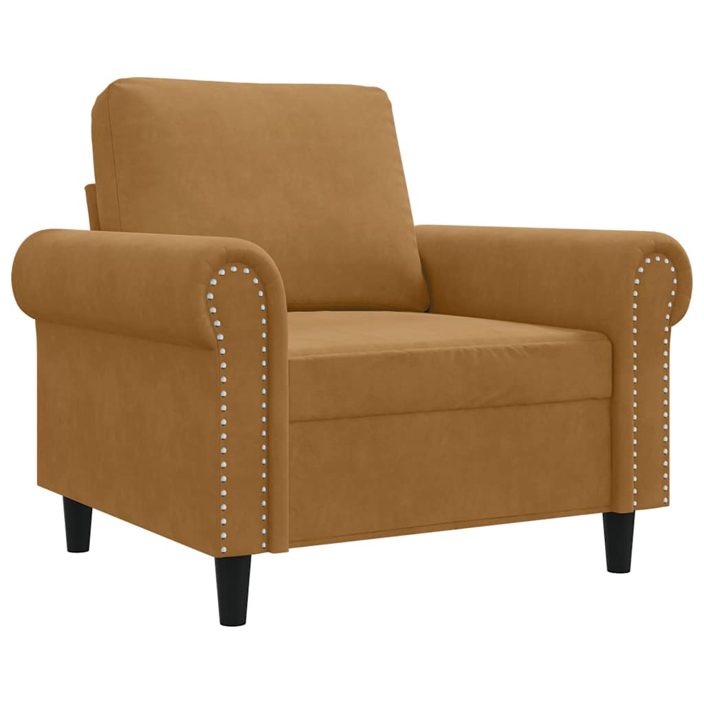 Poltrona Marrone 60 cm Velluto | homemem39