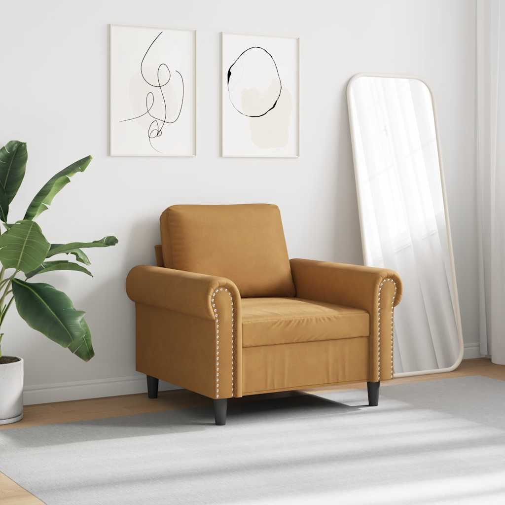 Poltrona Marrone 60 cm Velluto | homemem39