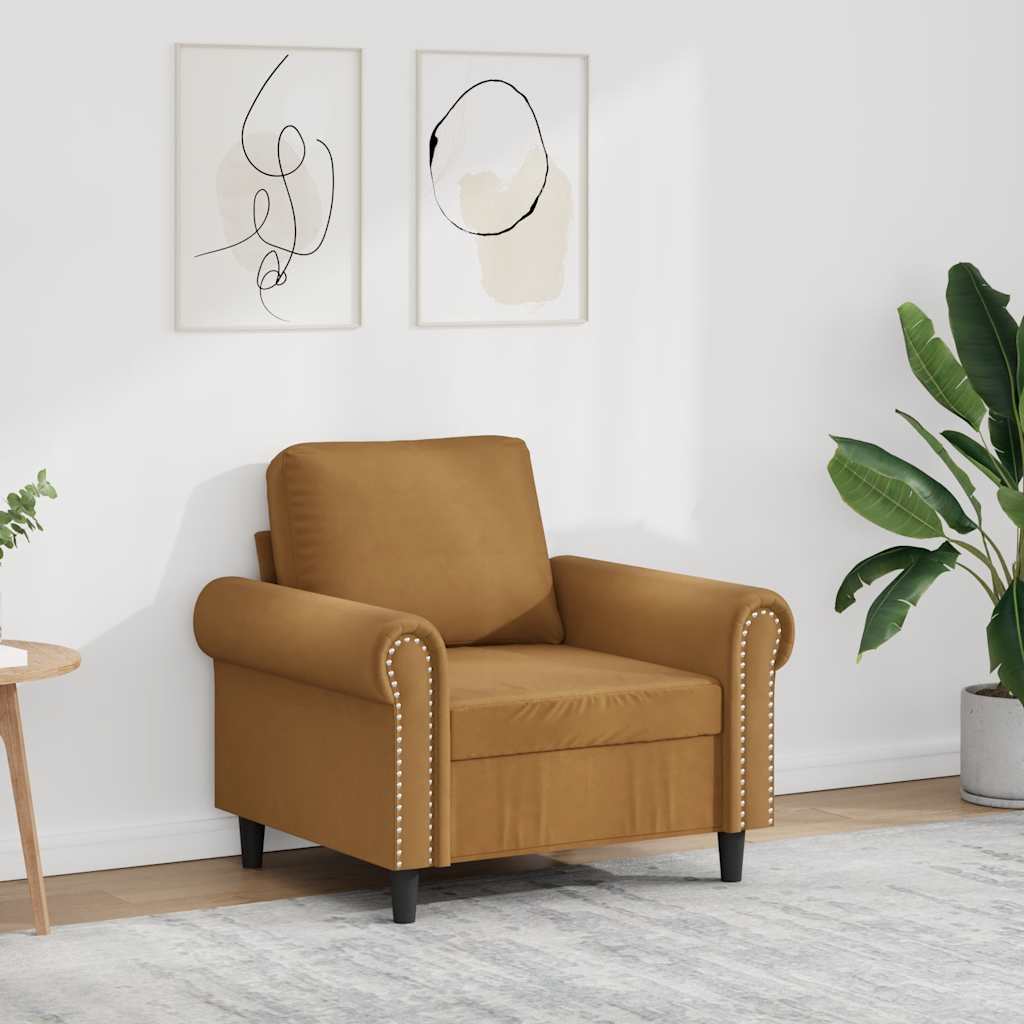 Poltrona Marrone 60 cm Velluto | homemem39