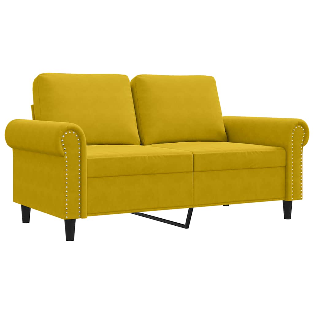 Divano a 2 Posti giallo 120 cm in Velluto