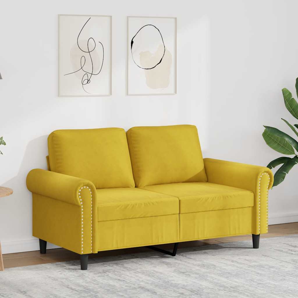 Divano a 2 Posti giallo 120 cm in Velluto