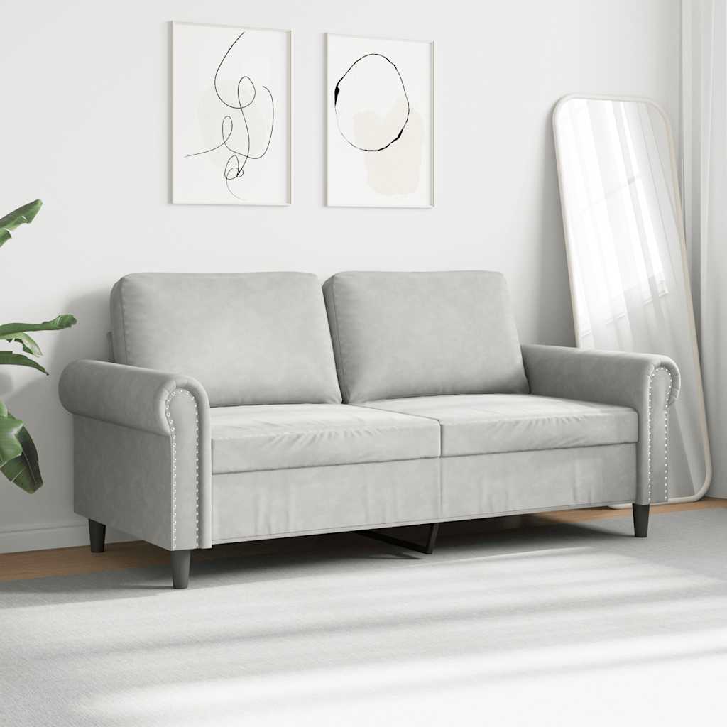 Divano a 2 Posti Grigio Chiaro 140 cm in Velluto