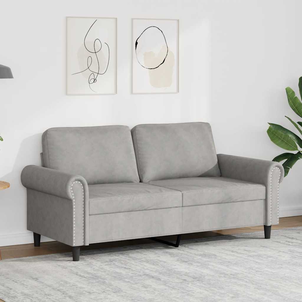 Divano a 2 Posti Grigio Chiaro 140 cm in Velluto