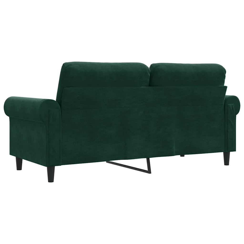 Divano a 2 Posti Verde Scuro 140 cm in Velluto