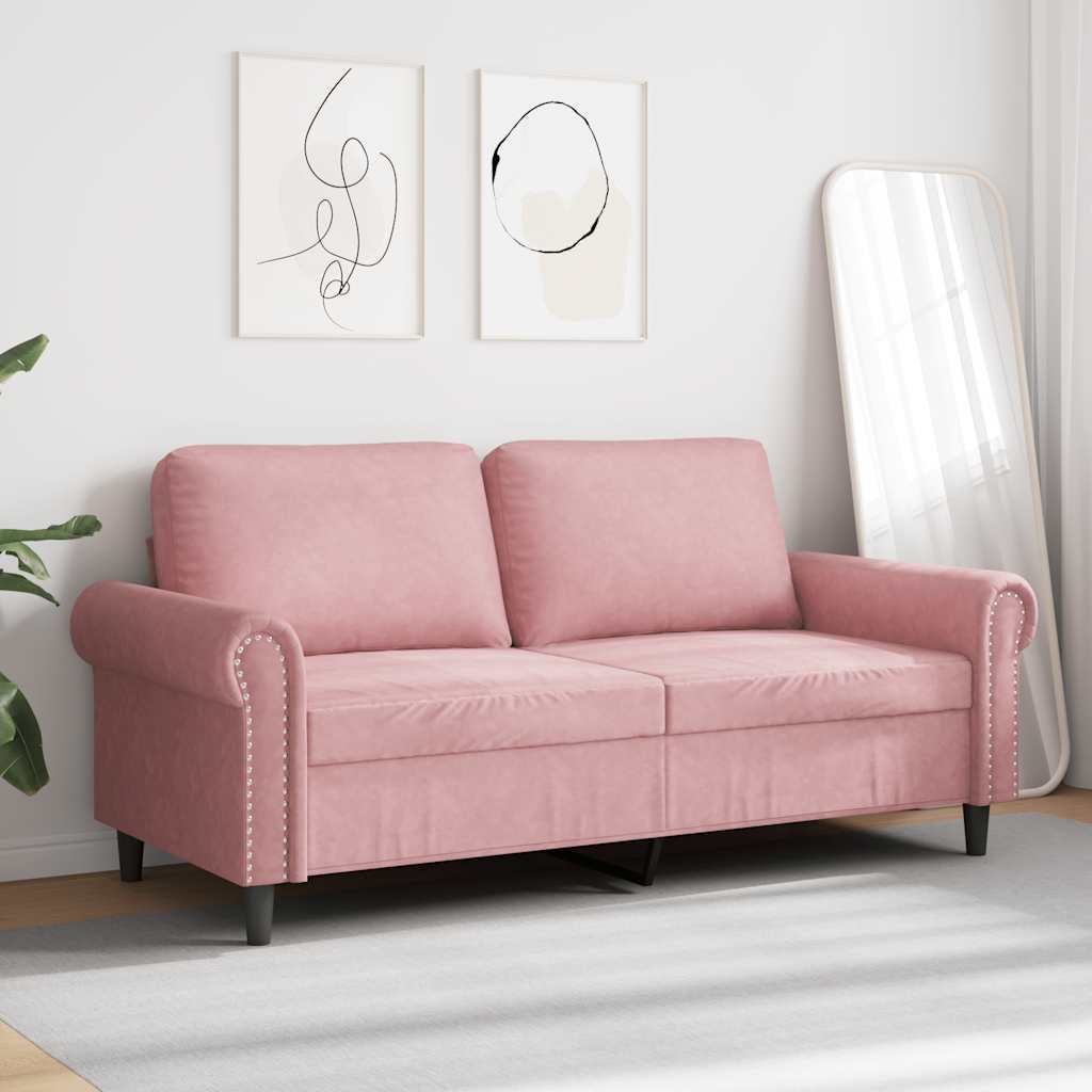 Divano a 2 Posti Rosa 140 cm in Velluto
