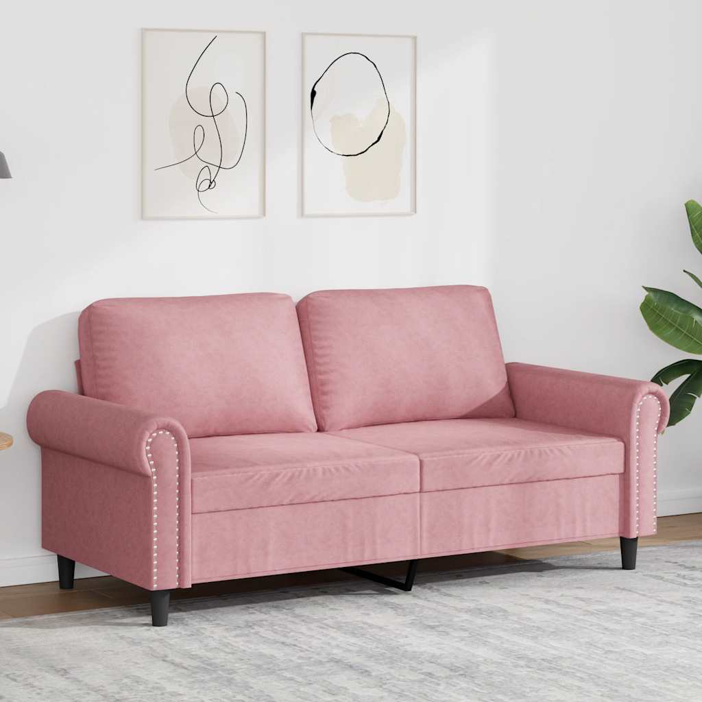 Divano a 2 Posti Rosa 140 cm in Velluto