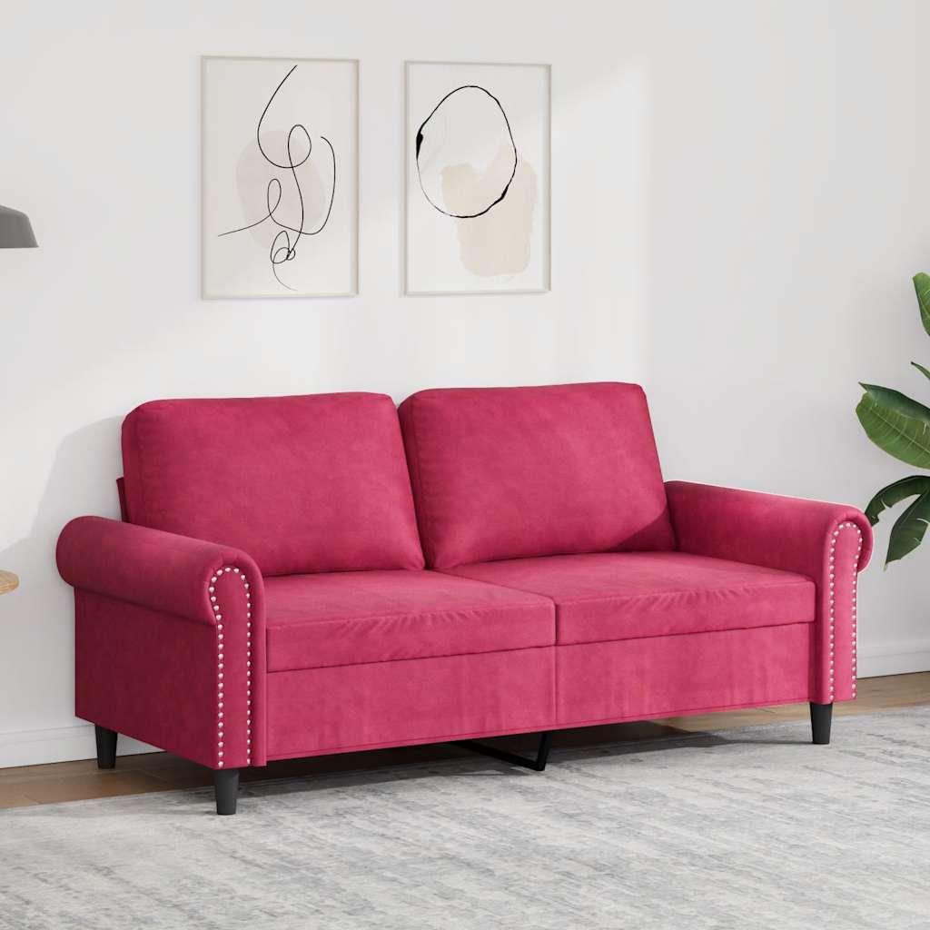 Divano a 2 Posti Rosso Vino 140 cm in Velluto