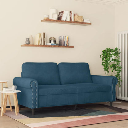 Divano a 2 Posti Blu 140 cm in Velluto