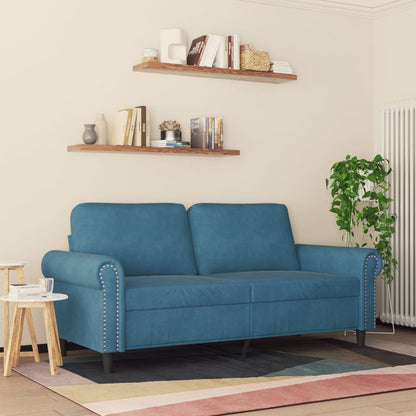 Divano a 2 Posti Blu 140 cm in Velluto - homemem39