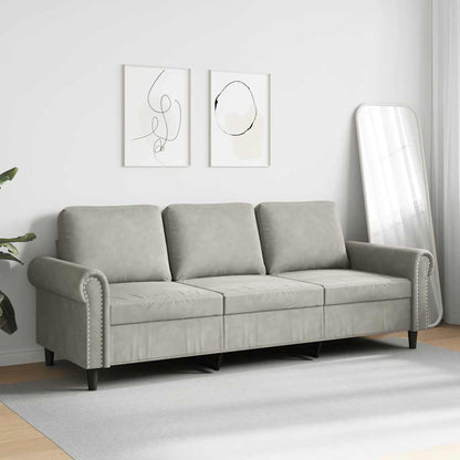 Divano a 3 Posti Grigio Chiaro 180 cm in Velluto