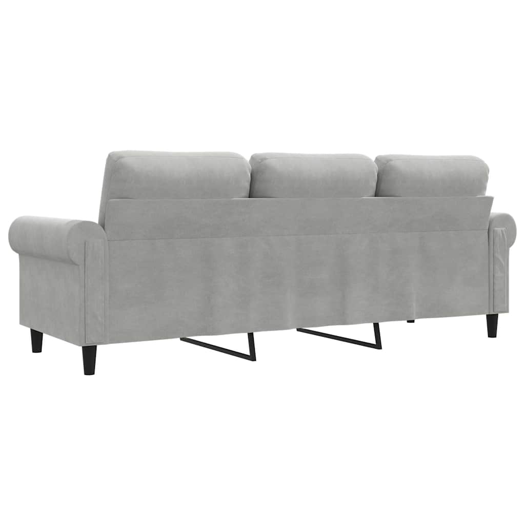 Divano a 3 Posti Grigio Chiaro 180 cm in Velluto