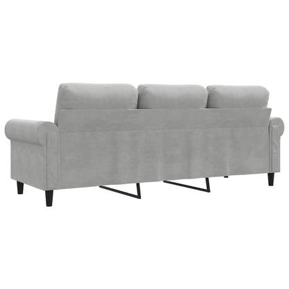 Divano a 3 Posti Grigio Chiaro 180 cm in Velluto