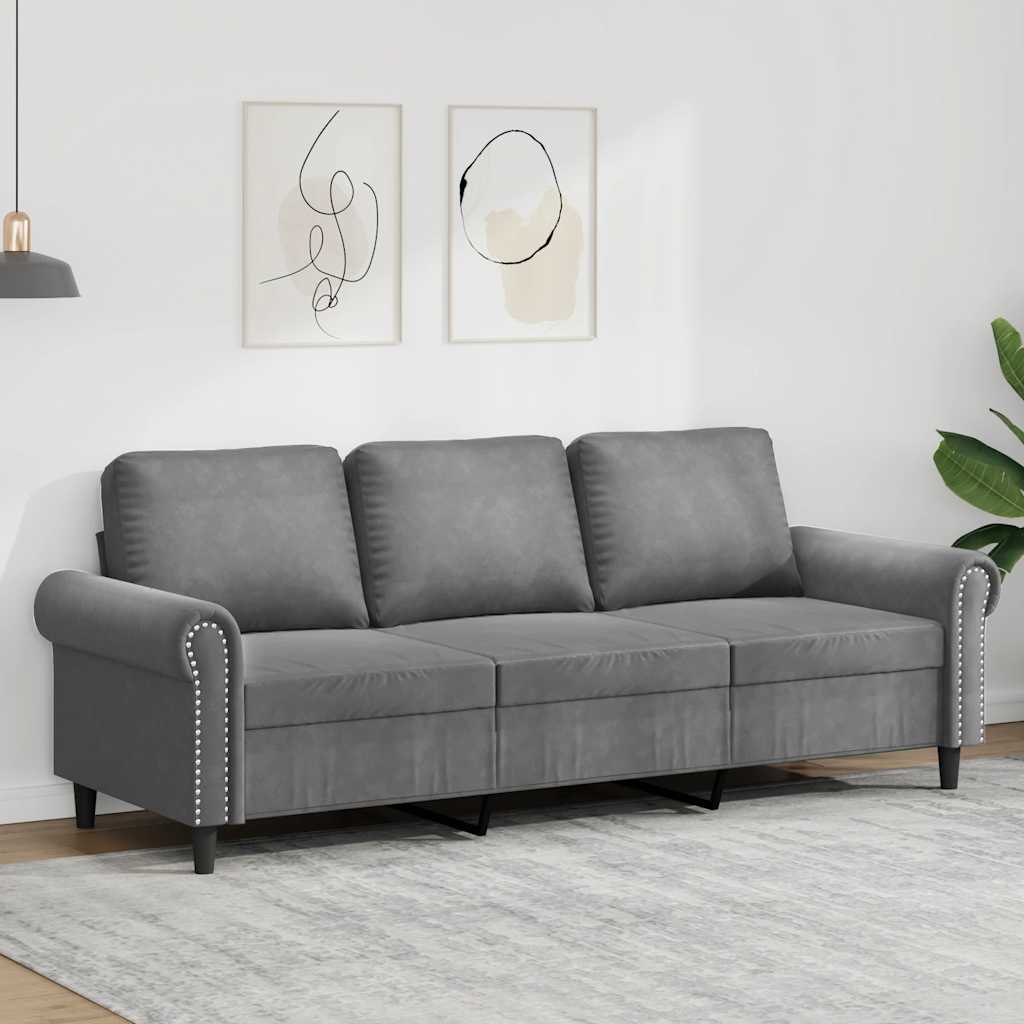 Divano a 3 Posti Grigio Scuro 180 cm in Velluto