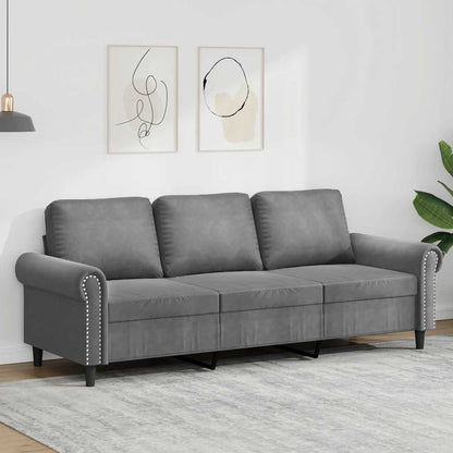 Divano a 3 Posti Grigio Scuro 180 cm in Velluto