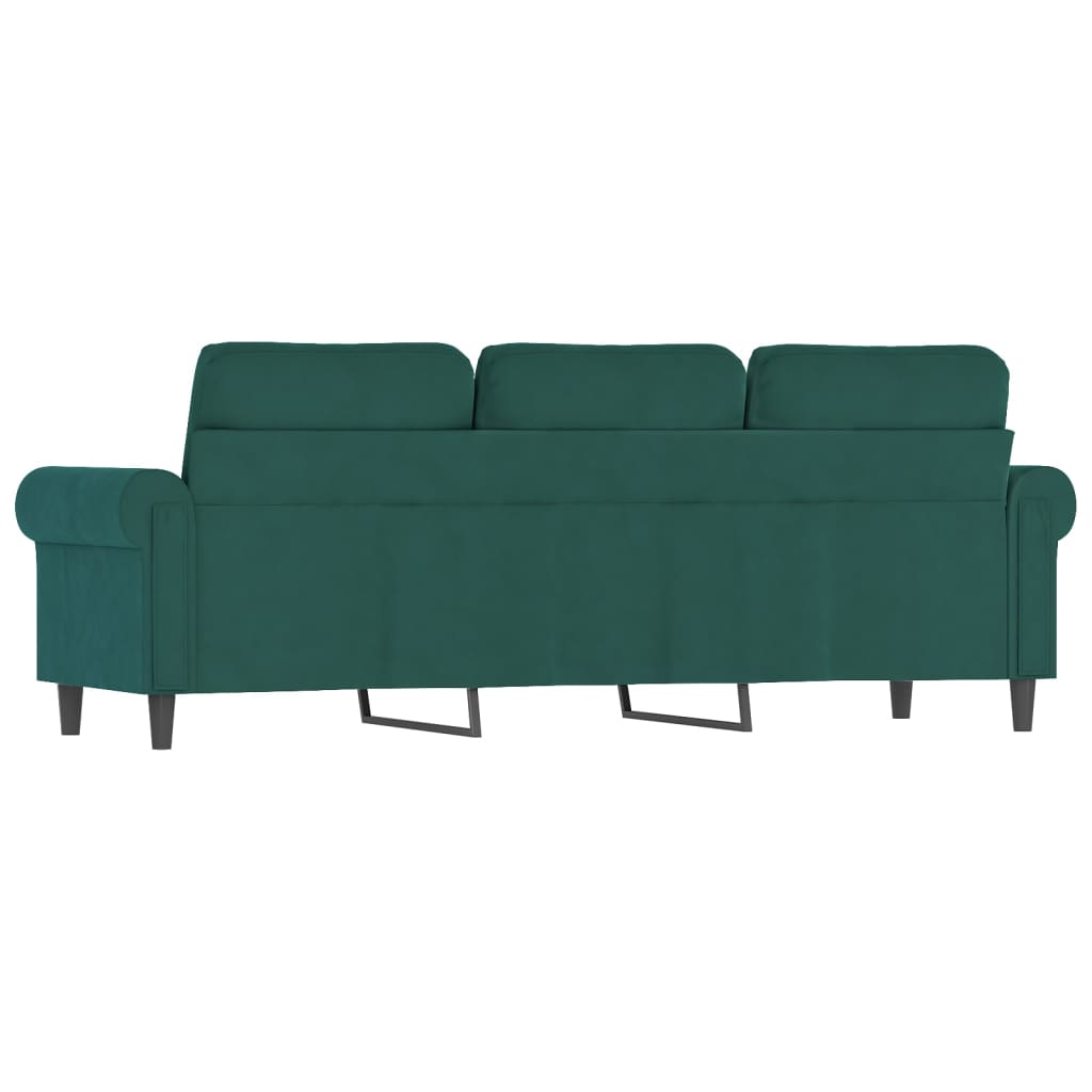 Divano a 3 Posti Verde Scuro 180 cm in Velluto - homemem39