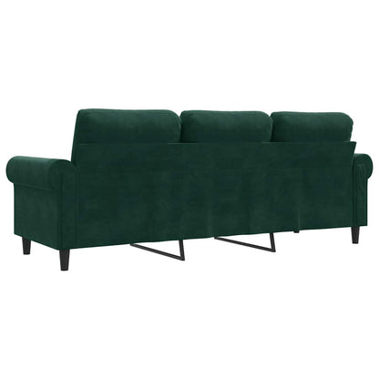 Divano a 3 Posti Verde Scuro 180 cm in Velluto