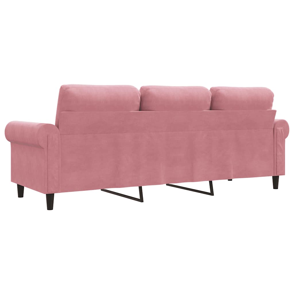 Divano a 3 Posti rosa 180 cm in Velluto