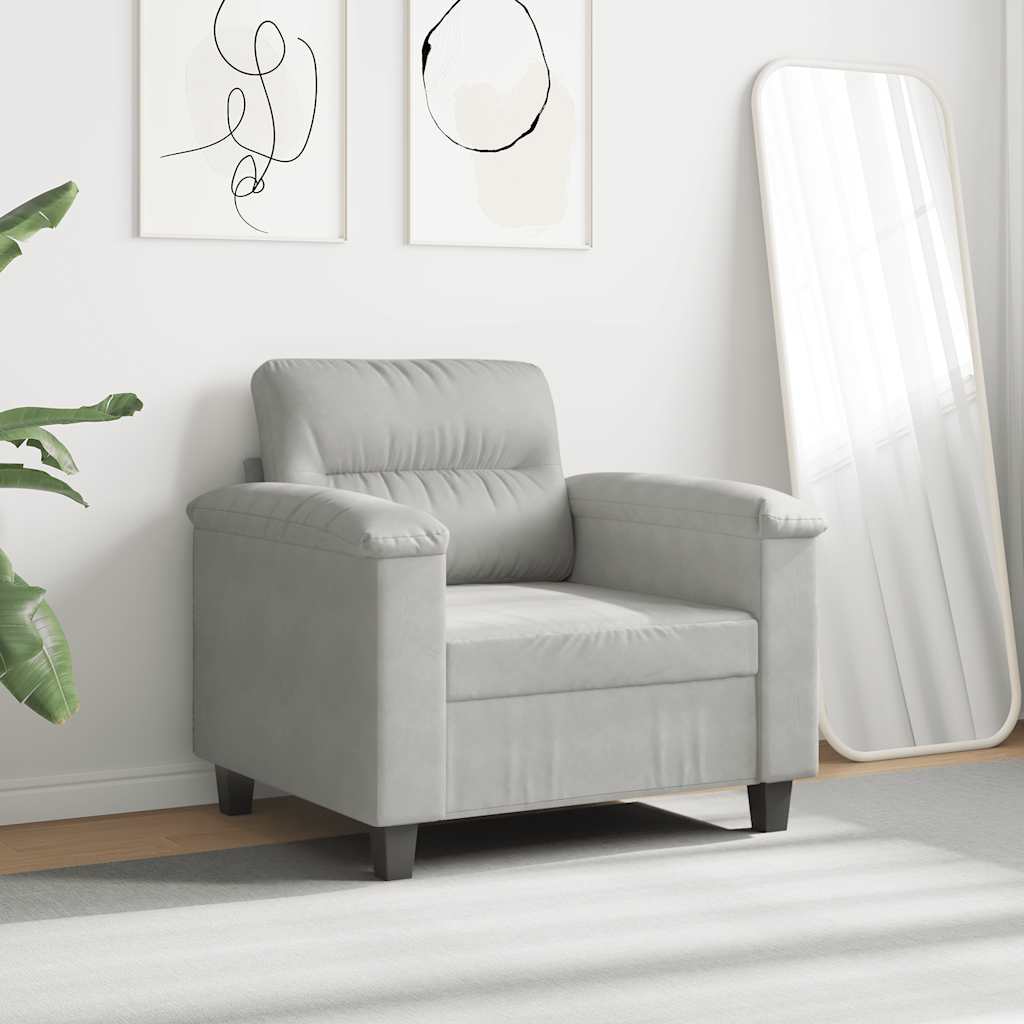 Poltrona Grigio Chiaro 60 cm in Tessuto Microfibra | homemem39