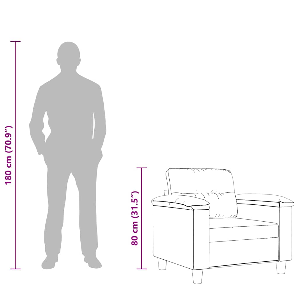 Poltrona Grigio Chiaro 60 cm in Tessuto Microfibra