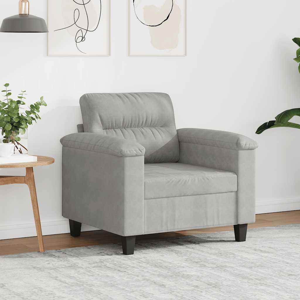 Poltrona Grigio Chiaro 60 cm in Tessuto Microfibra | homemem39