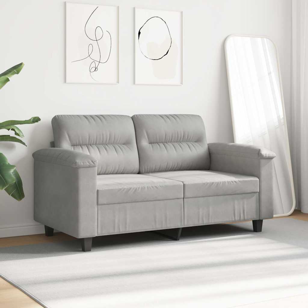 Divano a 2 Posti Grigio Chiaro 120 cm in Tessuto Microfibra | homemem39