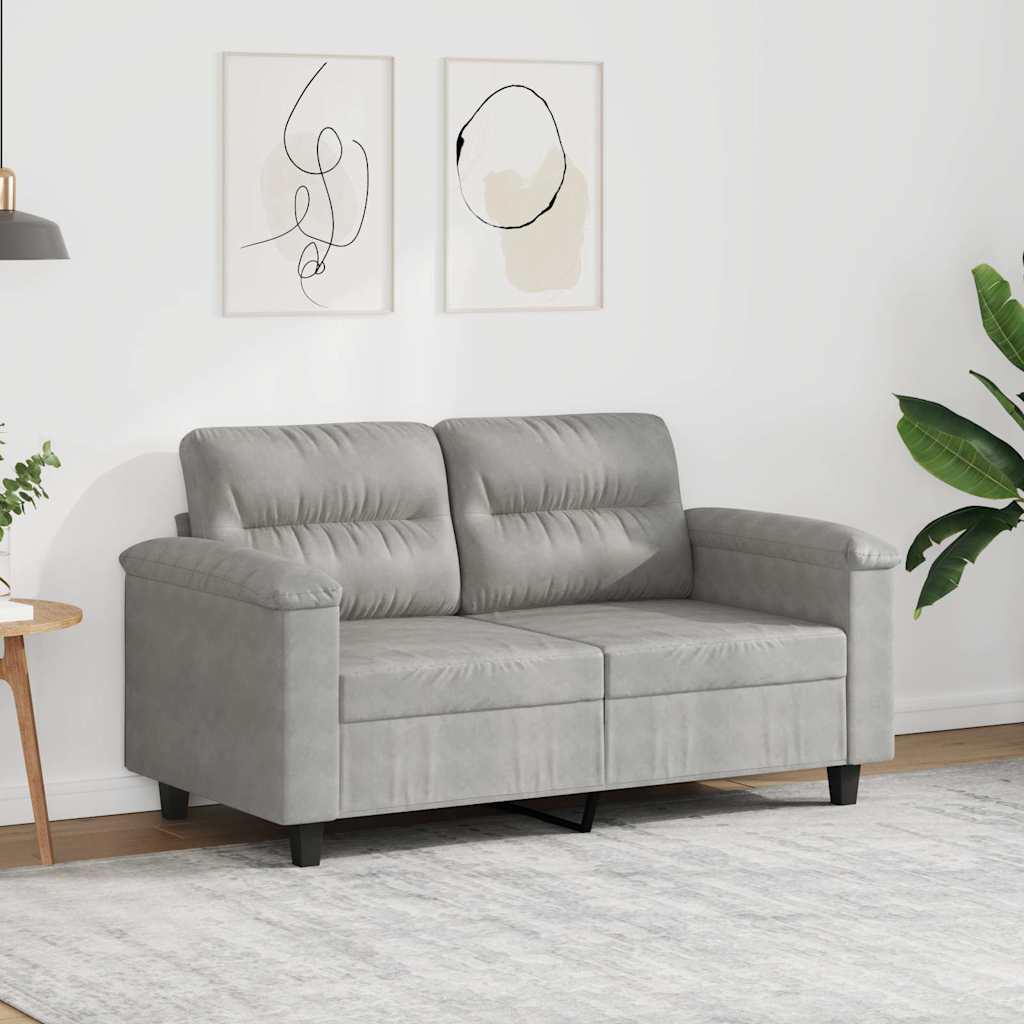 Divano a 2 Posti Grigio Chiaro 120 cm in Tessuto Microfibra | homemem39