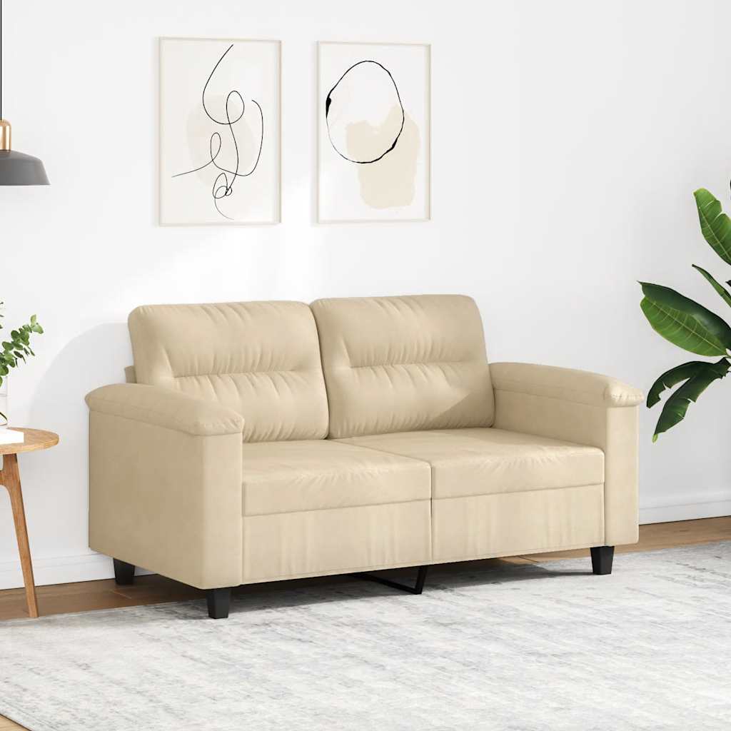 Divano a 2 Posti Crema 120 cm in Tessuto Microfibra | homemem39