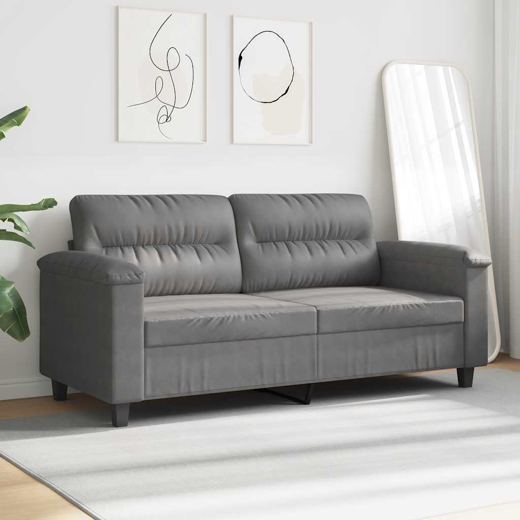 Divano a 2 Posti Grigio Scuro 140 cm in Tessuto Microfibra | homemem39