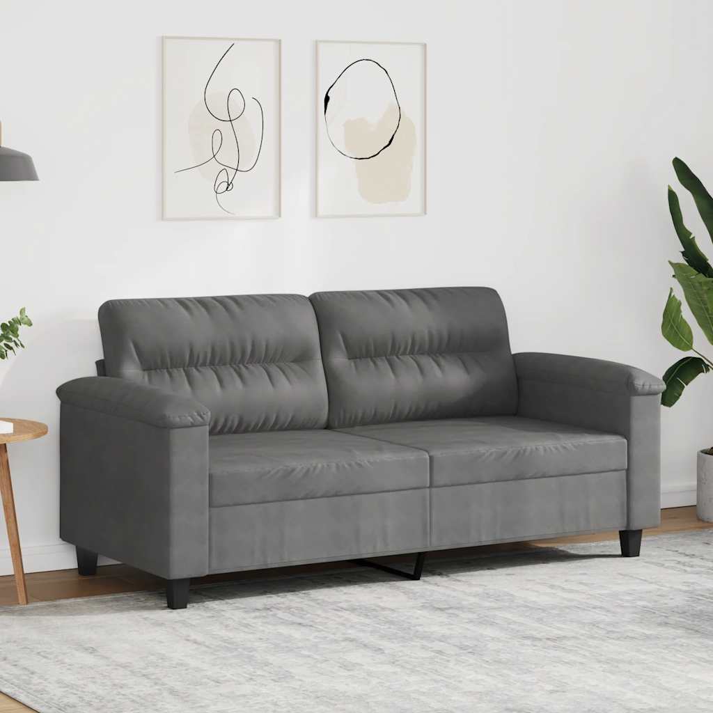 Divano a 2 Posti Grigio Scuro 140 cm in Tessuto Microfibra