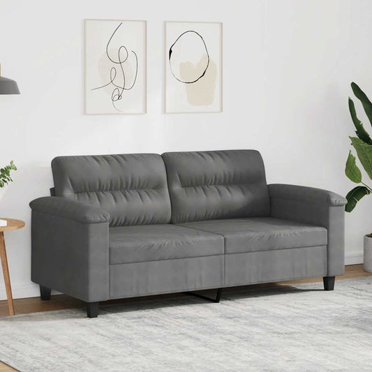 Divano a 2 Posti Grigio Scuro 140 cm in Tessuto Microfibra