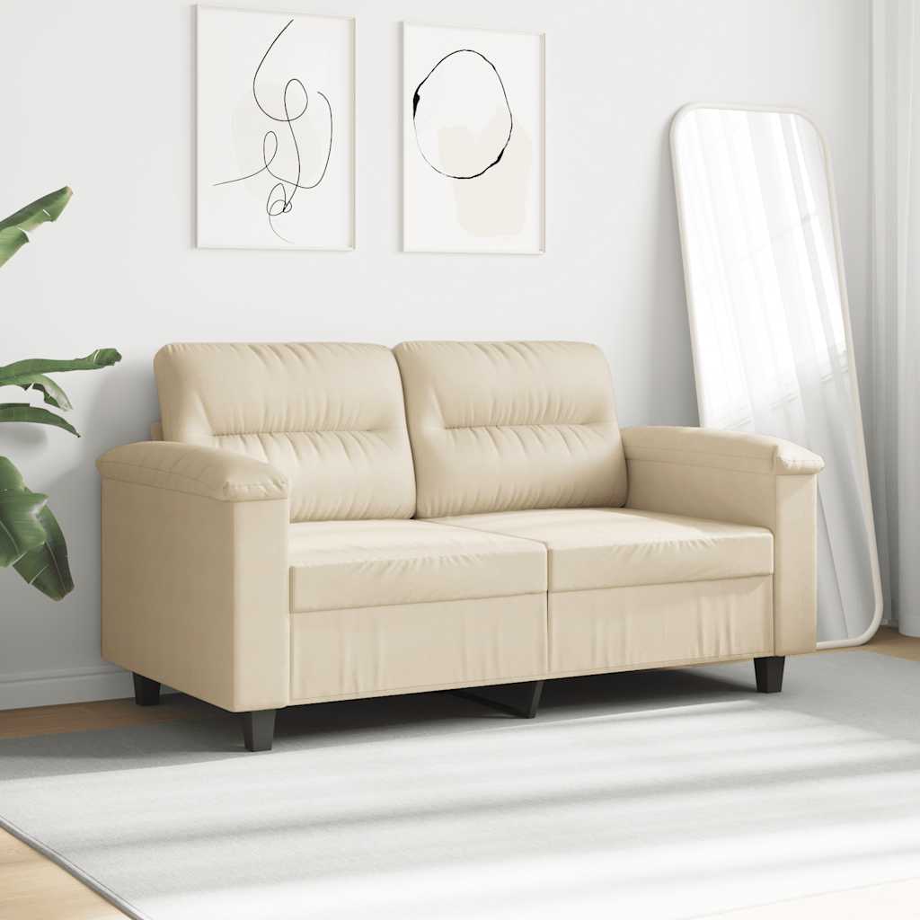 Divano a 2 Posti Crema 140 cm in Tessuto Microfibra | homemem39