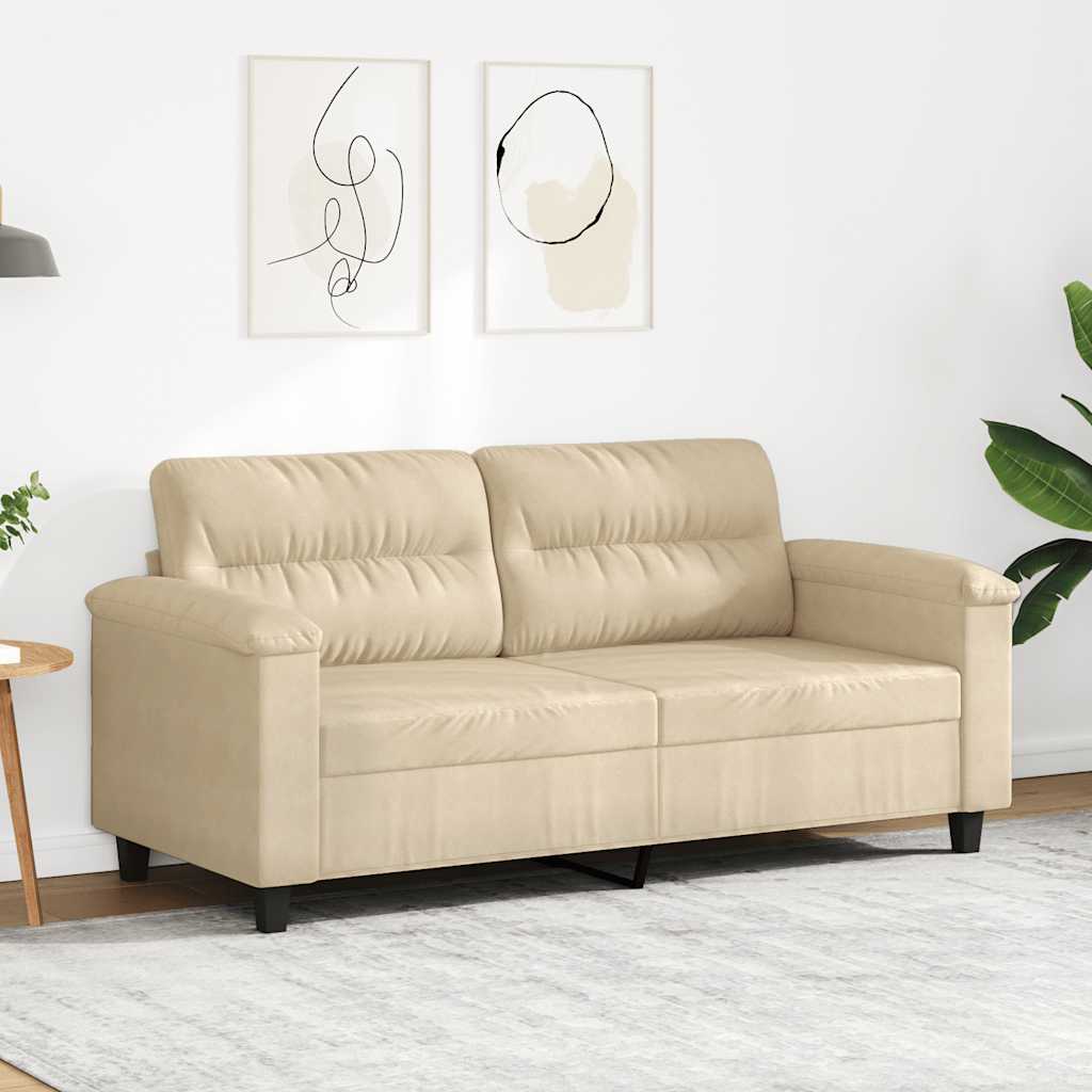 Divano a 2 Posti Crema 140 cm in Tessuto Microfibra | homemem39