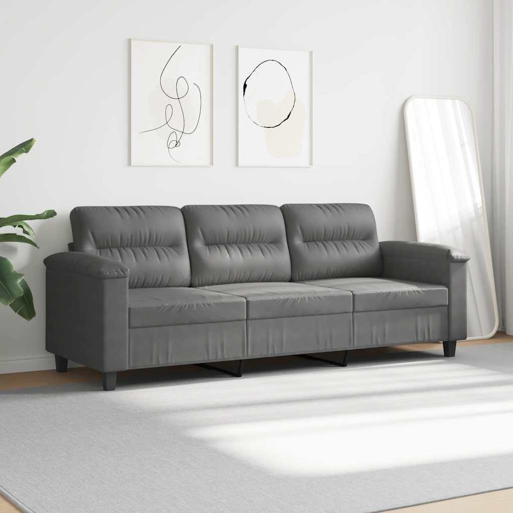 Divano a 3 Posti Grigio Scuro 180 cm in Tessuto Microfibra | homemem39