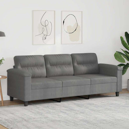 Divano a 3 Posti Grigio Scuro 180 cm in Tessuto Microfibra | homemem39