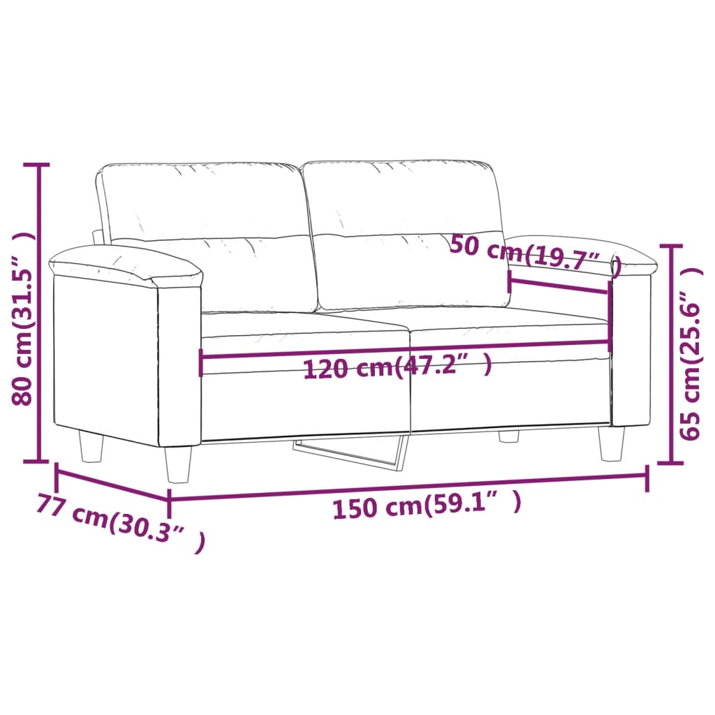 Divano a 2 Posti Grigio 120 cm in Similpelle