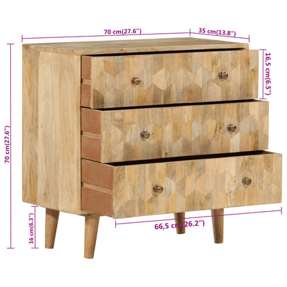 Cassettiera 70x35x70 cm in Legno Massello di Mango - homemem39
