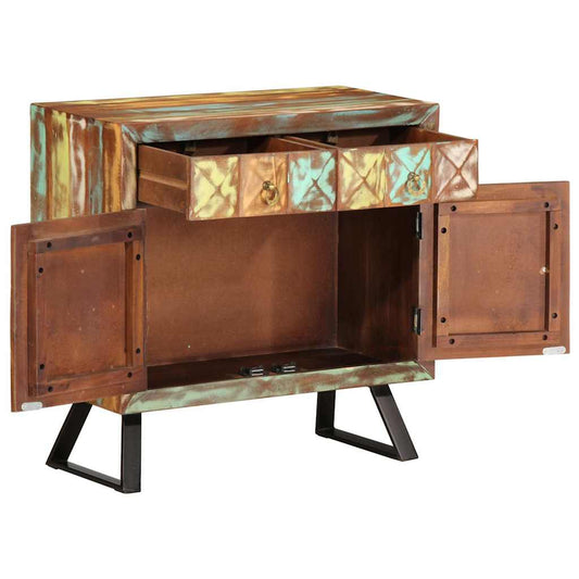 Cassettiera Multicolore 70x35x70 cm Legno Massello di Recupero