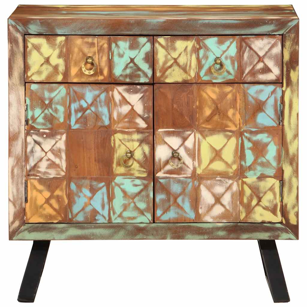 Cassettiera Multicolore 70x35x70 cm Legno Massello di Recupero