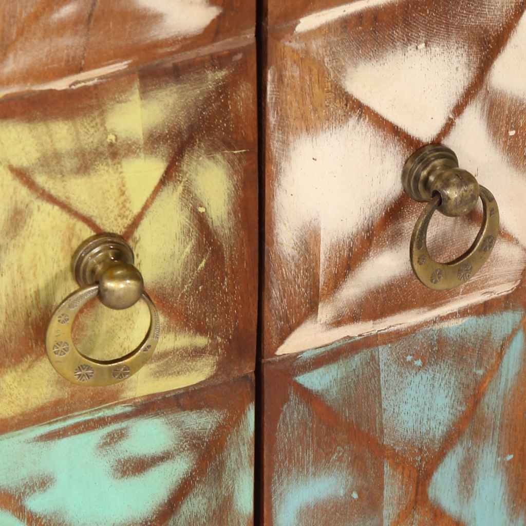 Cassettiera Multicolore 70x35x70 cm Legno Massello di Recupero