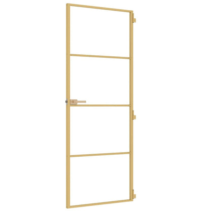 Porta Interni Sottile Oro 76x201,5cm Vetro Temperato Alluminio | homemem39