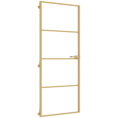 Porta Interni Sottile Oro 83x201,5cm Vetro Temperato Alluminio | homemem39