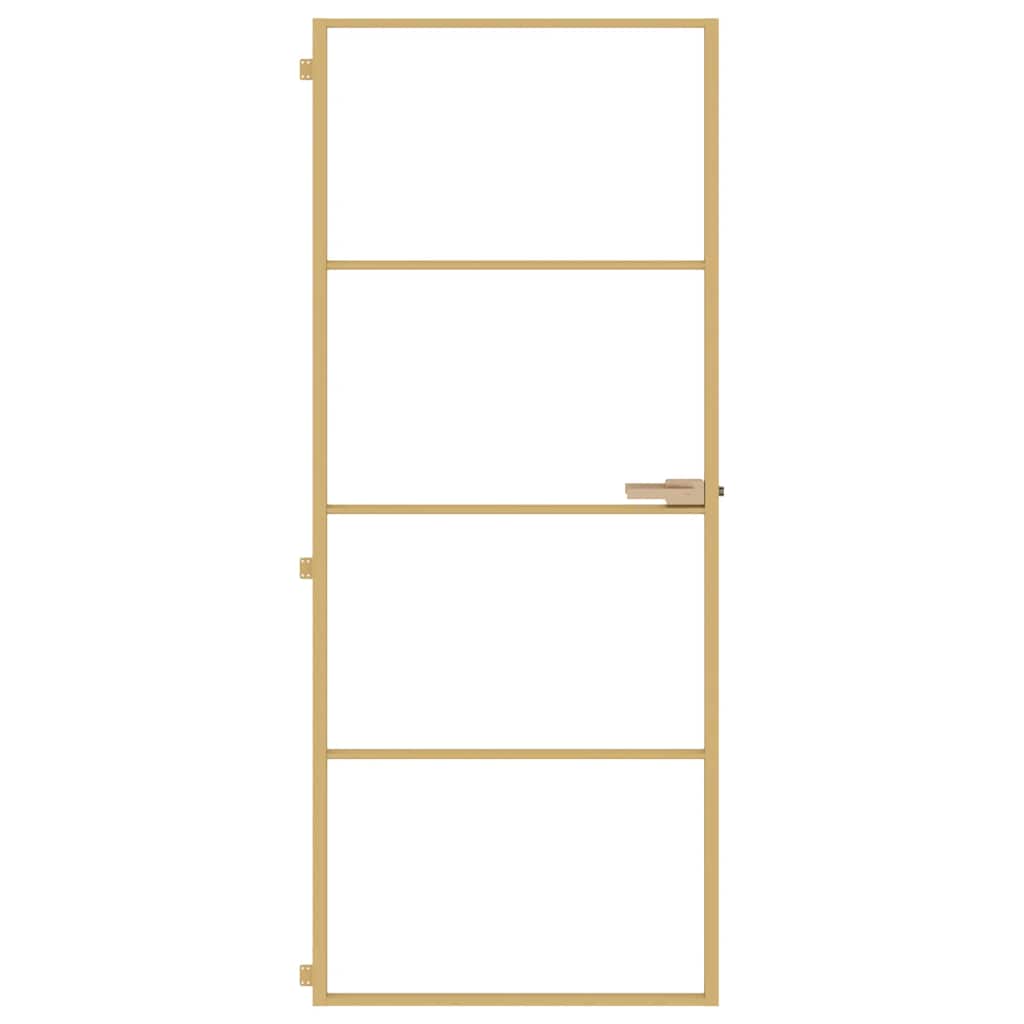 Porta Interni Sottile Oro 83x201,5cm Vetro Temperato Alluminio | homemem39