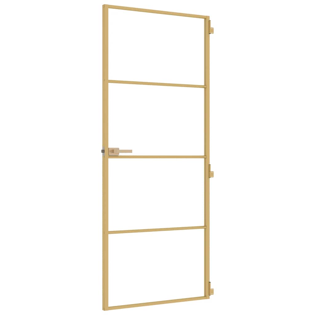 Porta Interni Sottile Oro 83x201,5cm Vetro Temperato Alluminio | homemem39
