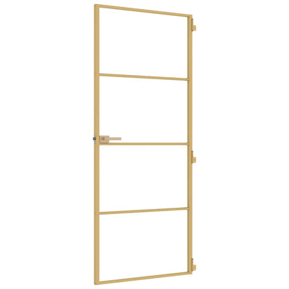 Porta Interni Sottile Oro 83x201,5cm Vetro Temperato Alluminio | homemem39