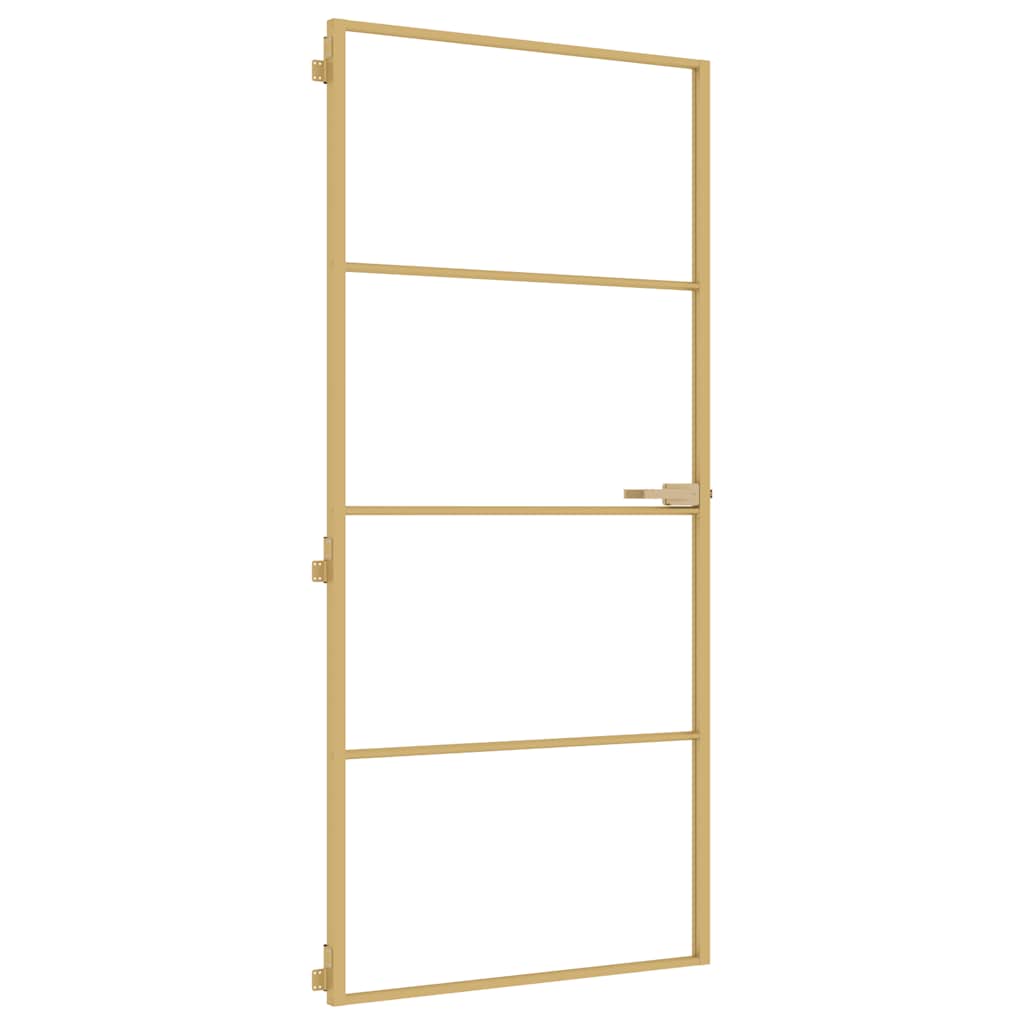 Porta Interni Sottile Oro 93x201,5cm Vetro Temperato Alluminio | homemem39