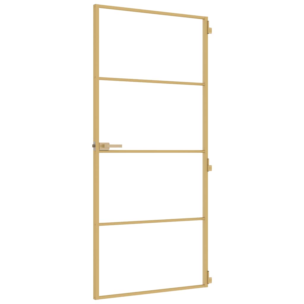 Porta Interni Sottile Oro 93x201,5cm Vetro Temperato Alluminio | homemem39