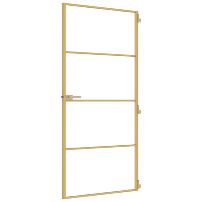 Porta Interni Sottile Oro 93x201,5cm Vetro Temperato Alluminio | homemem39