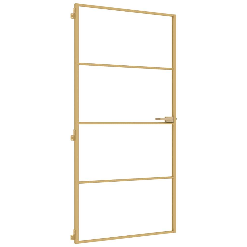 Porta Interni Sottile Oro 102,5x201,5 Vetro Temperato Alluminio | homemem39